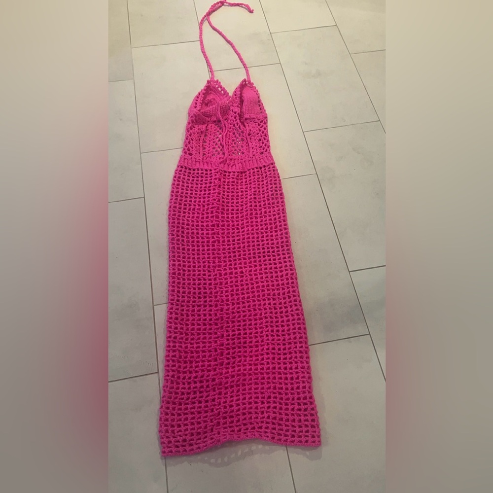 Pink Crochet Maxi dress